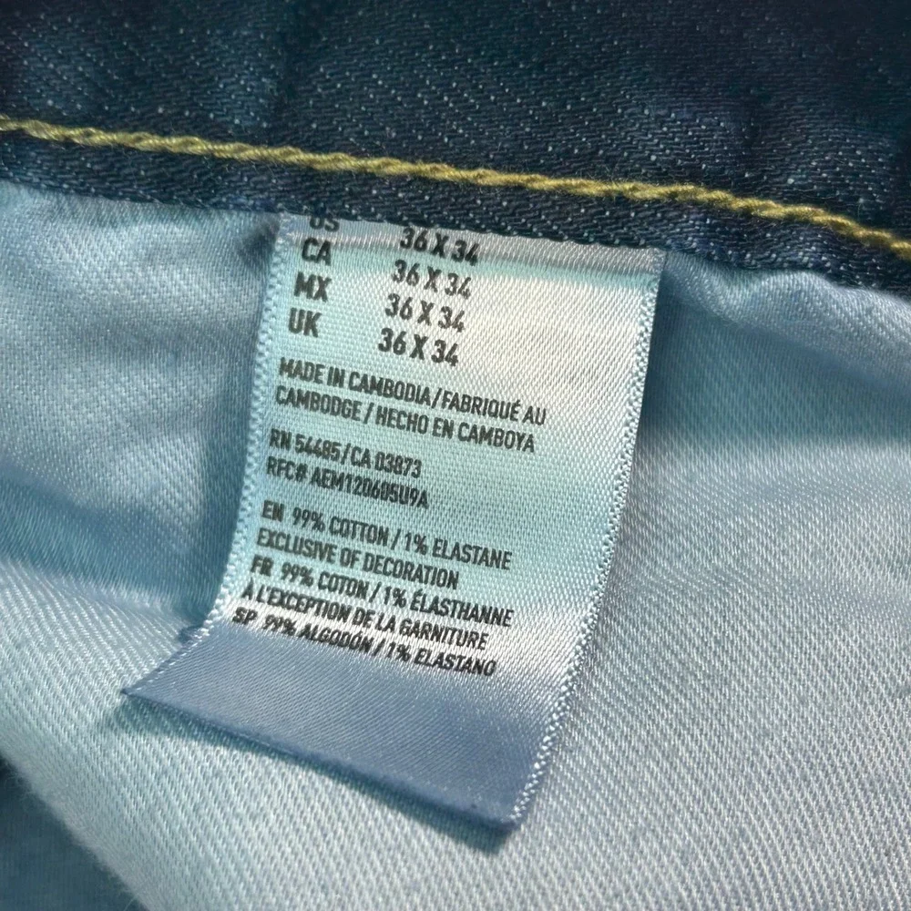 American Eagle Outfitters Slim Straight Dark Wash Jeans Mens 36x34 Stretch Denim